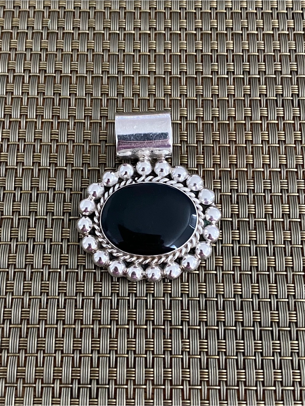 Black Onyx Silver Bead Pendant - Women Jewelry